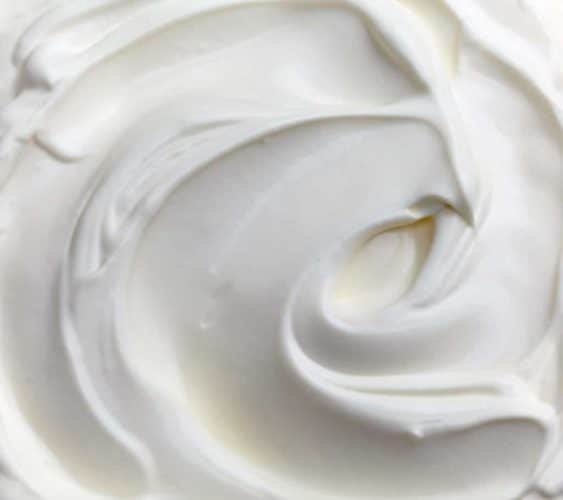 Close up photo of whipped double cream