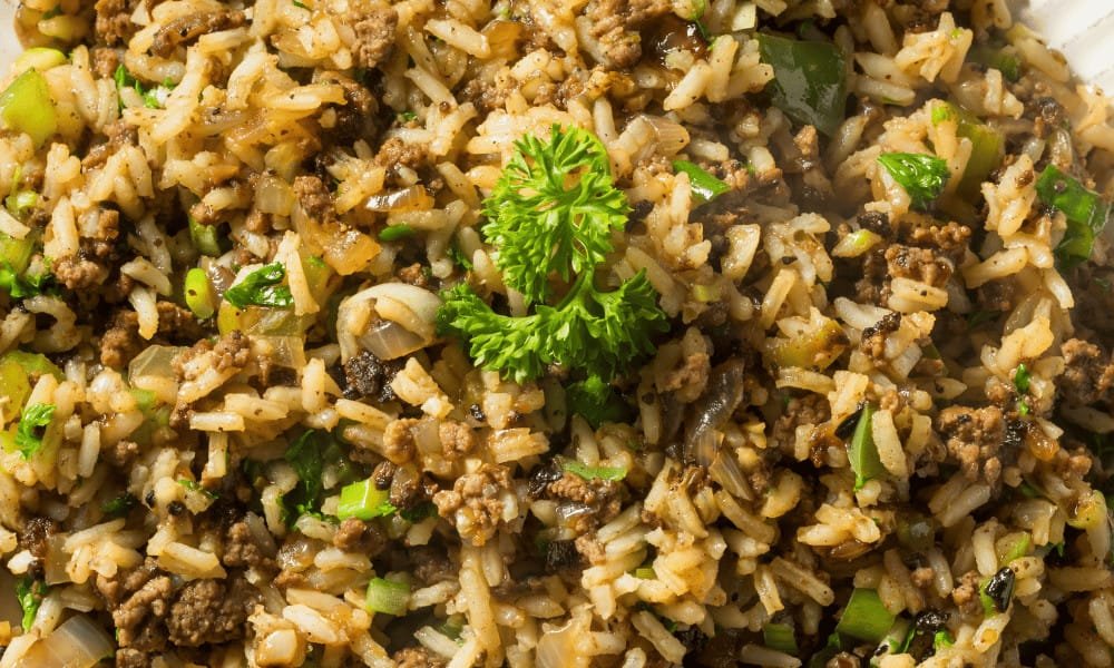 Close Up Cajun Rice with Parsley