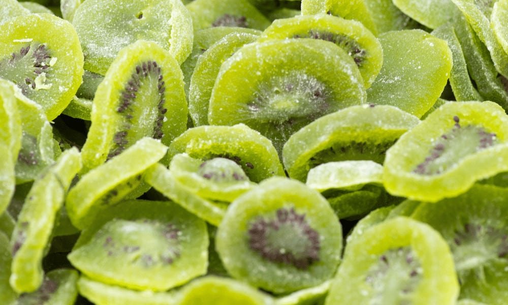 Frozen slices of kiwi