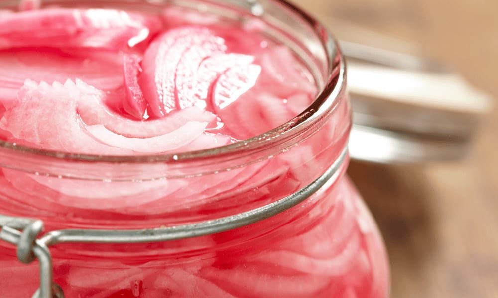 Picked Red Onions in a Jar