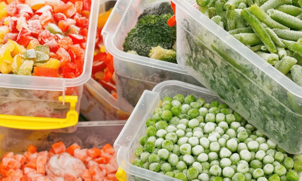 Frozen Vegetables in Storage Boxes