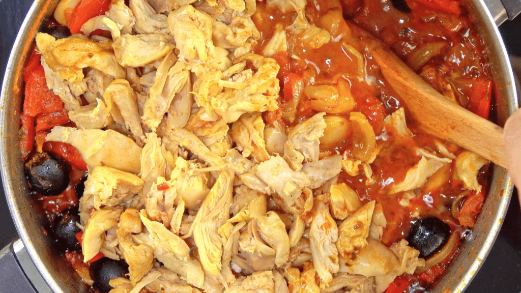 Stir Shredded Chicken In