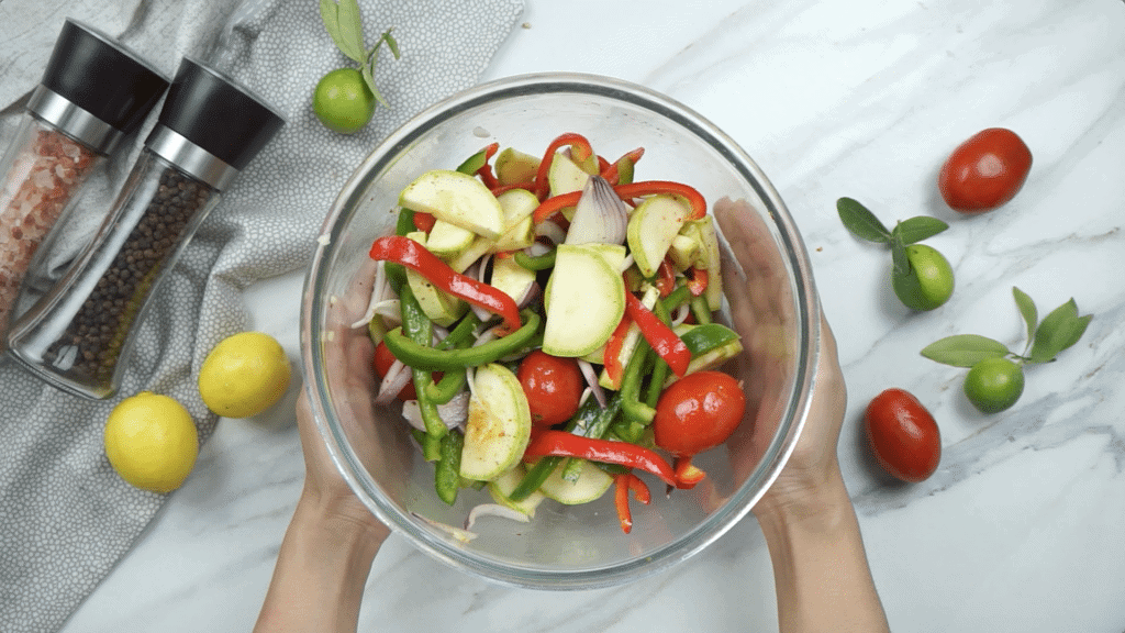 Toss Vegetables in Seasoning for Roasting