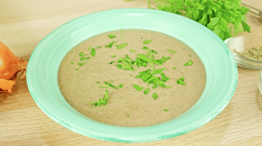 Vegan Mushroom Soup side view 2