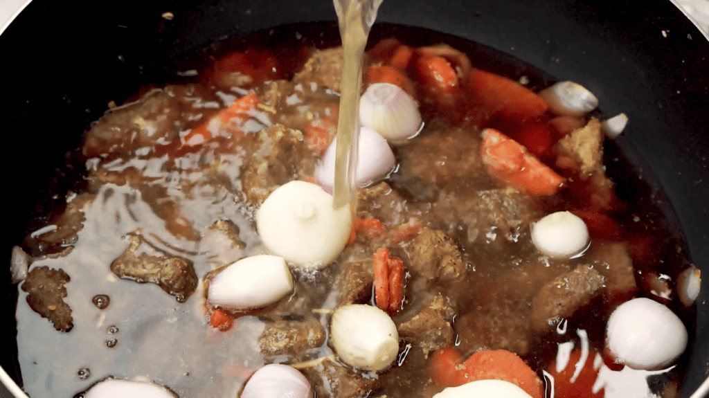 Classic Boeuf Bourguignon broth wine