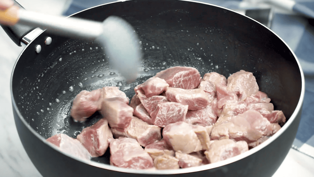 Classic Boeuf Bourguignon cook meat