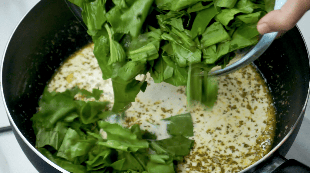 Creamy Spinach Pasta add spinach